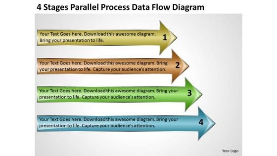 4 Stages Parallel Process Data Flow Diagram Business Plan Company Description PowerPoint Slides