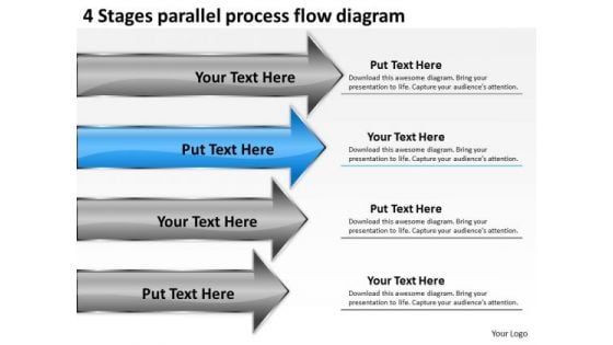 4 Stages Parallel Process Flow Diagram Ppt 5 Year Business Plan PowerPoint Slides