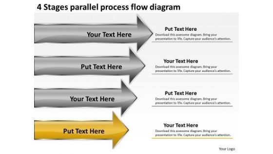 4 Stages Parallel Process Flow Diagram Ppt Outline Business Plan PowerPoint Slides