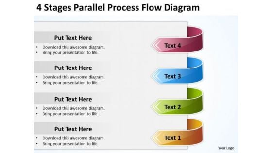 4 Stages Parallel Process Flow Diagram Template For Business Plan PowerPoint Slides