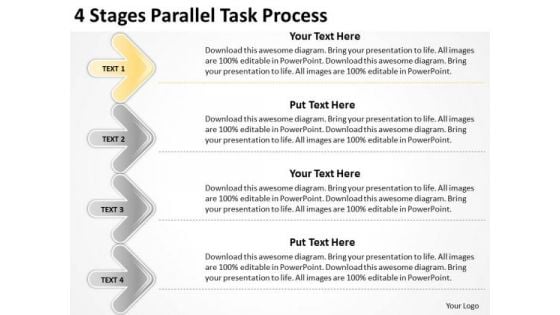 4 Stages Parallel Task Process Elements Business Plan PowerPoint Templates