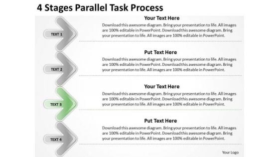 4 Stages Parallel Task Process Outline For Business Plan PowerPoint Slides