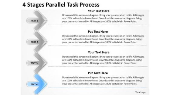 4 Stages Parallel Task Process Ppt Sales Business Plan Outline PowerPoint Templates