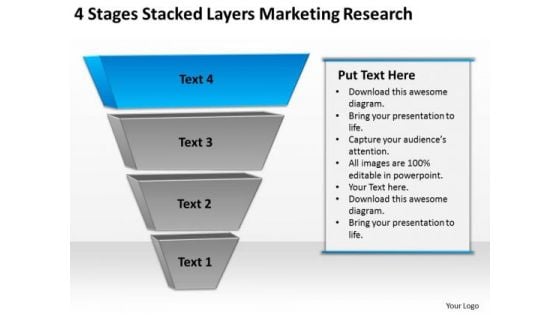 4 Stages Stacked Layers Marketing Research Ppt Best Business Plan PowerPoint Slides