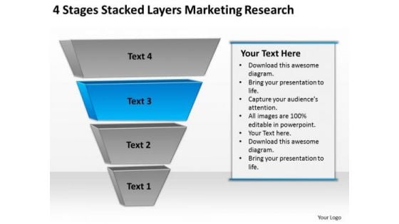 4 Stages Stacked Layers Marketing Research Ppt Non Profit Business Plan PowerPoint Templates
