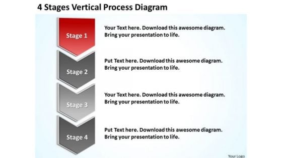 4 Stages Vertical Process Diagram Insurance Business Plan PowerPoint Templates