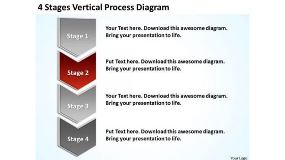 4 Stages Vertical Process Diagram Mini Business Plan Template PowerPoint Slides