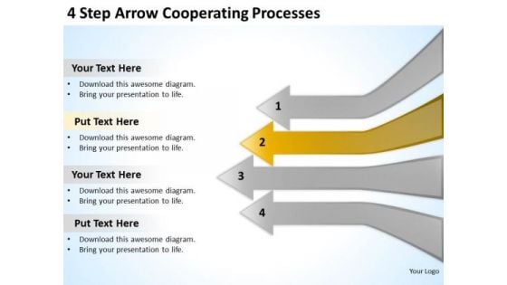 4 Step Arrow Cooperating Processes Business Action Plan PowerPoint Slides