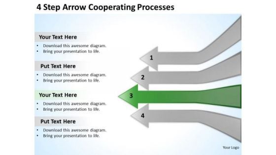 4 Step Arrow Cooperating Processes Business Strategy PowerPoint Slides