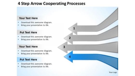 4 Step Arrow Cooperating Processes Ppt How To Form Business Plan PowerPoint Templates