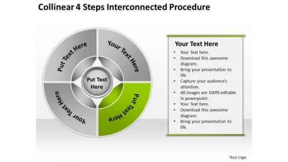 4 Steps Interconnected Procedure Examples Business Plan Outline PowerPoint Templates