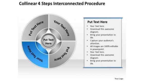 4 Steps Interconnected Procedure Sample Restaurant Business Plan PowerPoint Templates