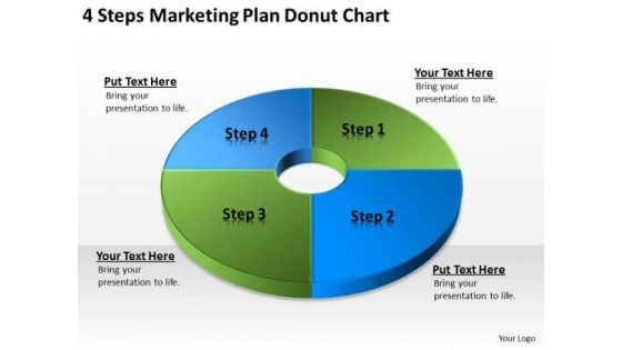 4 Steps Marketing Plan Donut Chart Business Guidelines PowerPoint Slides