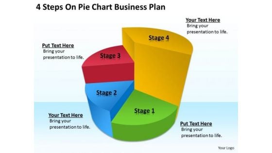 4 Steps On Pie Chart Business Plan Sample PowerPoint Templates