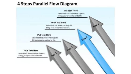 4 Steps Parallel Flow Diagram Business Plan Outline Sample PowerPoint Templates