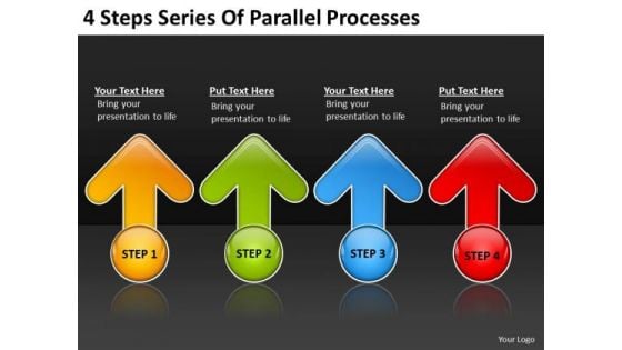 4 Steps Series Of Parallel Processes Courier Business Plan PowerPoint Templates