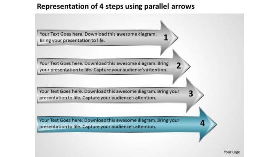 4 Steps Using Parallel Arrows Ppt Business Plan Preparation Service PowerPoint Slides