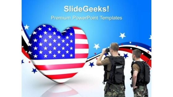 4th July Us Flag In Heart Americana PowerPoint Templates And PowerPoint Themes 0712