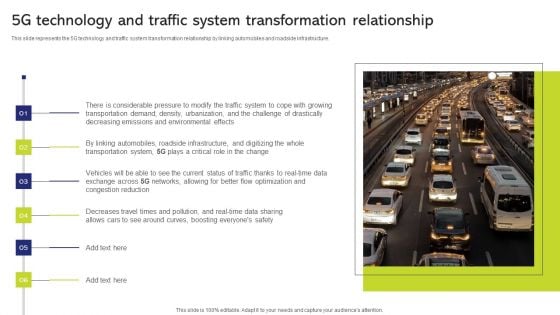 5G And 4G Networks Comparative Analysis 5G Technology And Traffic System Transformation Relationship Brochure PDF