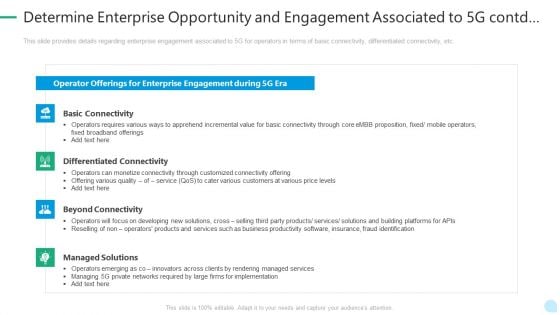 5G Network Technology Determine Enterprise Opportunity And Engagement Associated To 5G Contd Ppt Summary Outfit PDF