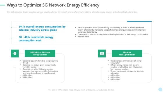 5G Network Technology Ways To Optimize 5G Network Energy Efficiency Ppt Infographic Template Samples PDF