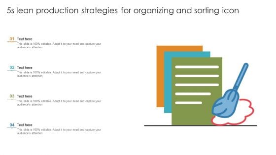 5S Lean Production Strategies For Organizing And Sorting Icon Ppt Inspiration Elements PDF