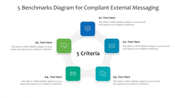 5 Benchmarks Diagram For Compliant External Messaging Ppt PowerPoint Presentation Gallery Graphics Template PDF