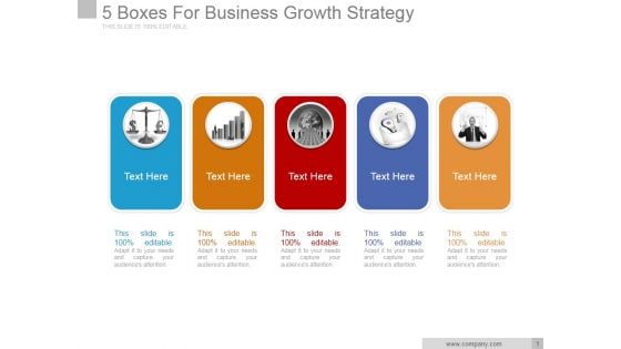 5 Boxes For Business Growth Strategy Ppt PowerPoint Presentation Themes