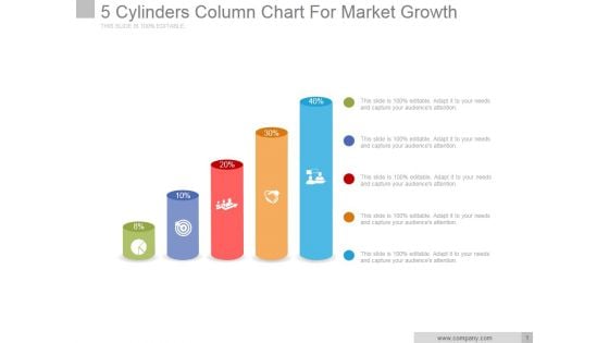 5 Cylinders Column Chart For Market Growth Ppt PowerPoint Presentation Outline