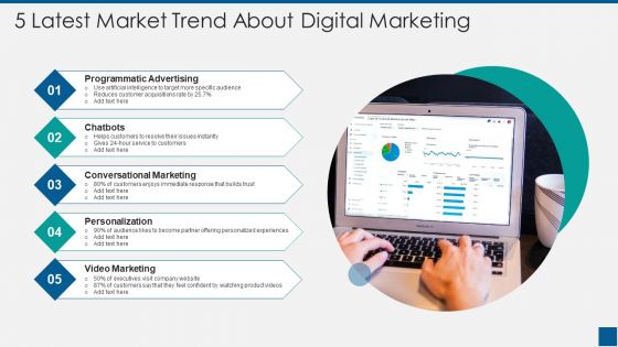 5 Latest Market Trend About Digital Marketing Ppt PowerPoint Presentation Gallery Icon PDF