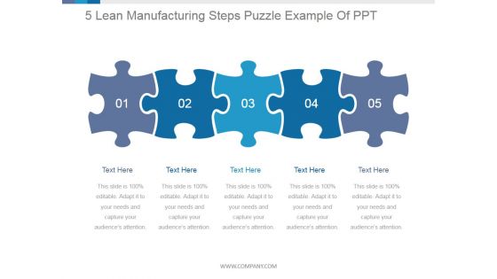 5 Lean Manufacturing Steps Puzzle Ppt PowerPoint Presentation Introduction