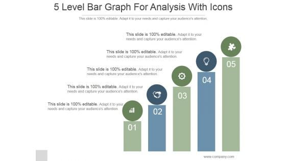 5 Level Bar Graph For Analysis With Icons Ppt PowerPoint Presentation Shapes