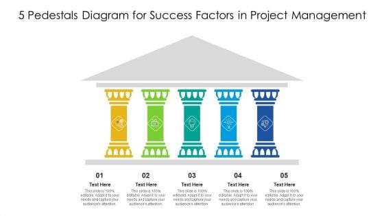 5 Pedestals Diagram For Success Factors In Project Management Ppt PowerPoint Presentation Gallery Master Slide PDF