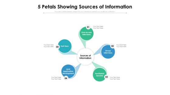 5 Petals Showing Sources Of Information Ppt PowerPoint Presentation Background Images PDF