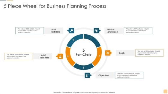 5 Piece Wheel For Business Planning Process Ppt Layouts Elements PDF