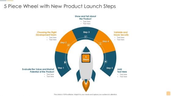 5 Piece Wheel With New Product Launch Steps Ppt Model Slides PDF