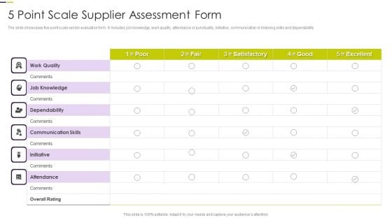 5 Point Scale Supplier Assessment Form Structure PDF