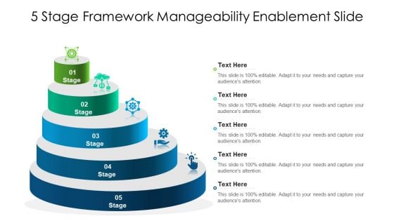 5 Stage Framework Manageability Enablement Slide Ppt PowerPoint Presentation Portfolio Graphics Template PDF