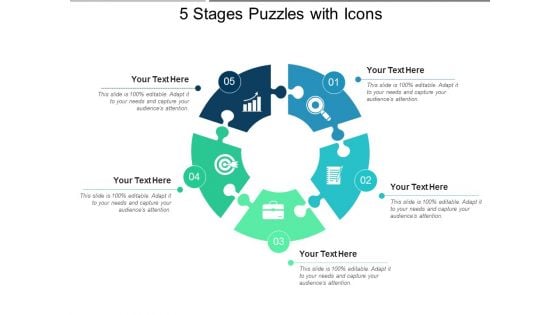 5 Stages Puzzles With Icons Ppt PowerPoint Presentation Ideas Files