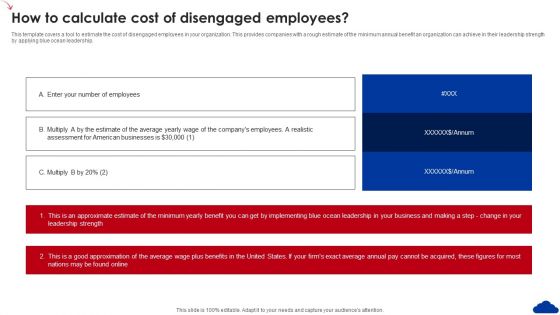 5 Step Guide For Transitioning To Blue Ocean Strategy How To Calculate Cost Of Disengaged Employees Portrait PDF