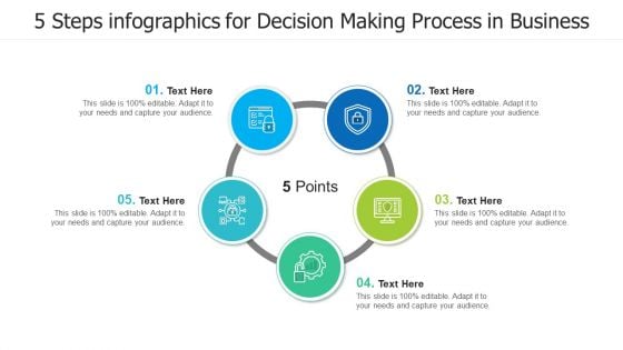 5 Steps Infographics For Decision Making Process In Business Ppt PowerPoint Presentation Gallery Format Ideas PDF