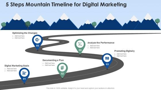 5 Steps Mountain Timeline For Digital Marketing Template PDF 5 Steps Mountain Timeline For Digital Marketing Template PDF