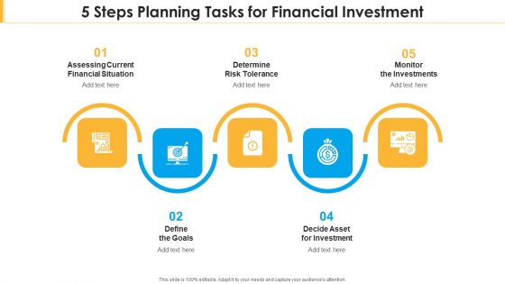 5 Steps Planning Tasks For Financial Investment Diagrams PDF