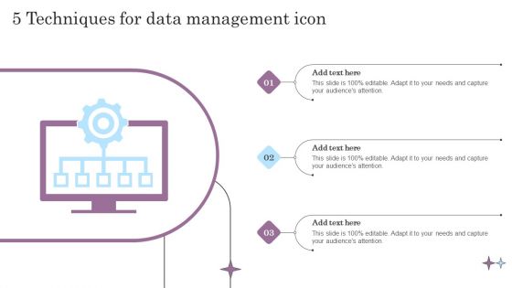 5 Techniques For Data Management Icon Demonstration PDF