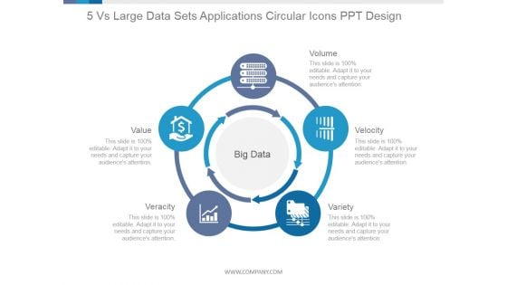 5 Vs Large Data Sets Applications Circular Icons Ppt PowerPoint Presentation Picture