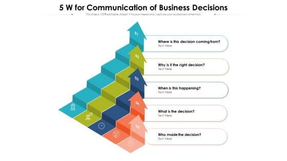 5 W For Communication Of Business Decisions Ppt PowerPoint Presentation Gallery Example Introduction PDF