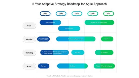 5 Year Adaptive Strategy Roadmap For Agile Approach Brochure