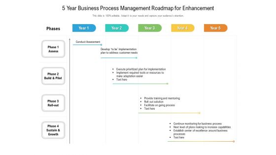 5 Year Business Process Management Roadmap For Enhancement Template