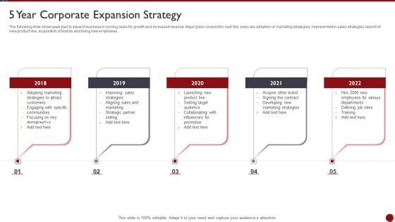 5 Year Corporate Expansion Strategy Ppt PowerPoint Presentation Portfolio Samples PDF 5 Year Corporate Expansion Strategy Ppt PowerPoint Presentation Portfolio Samples PDF