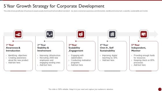 5 Year Growth Strategy For Corporate Development Ppt PowerPoint Presentation Infographics Slide Download PDF 5 Year Growth Strategy For Corporate Development Ppt PowerPoint Presentation Infographics Slide Download PDF